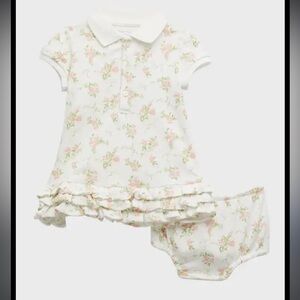 Ralph Lauren Floral Interlock Knit Ruffle Polo Dress With Bloomers